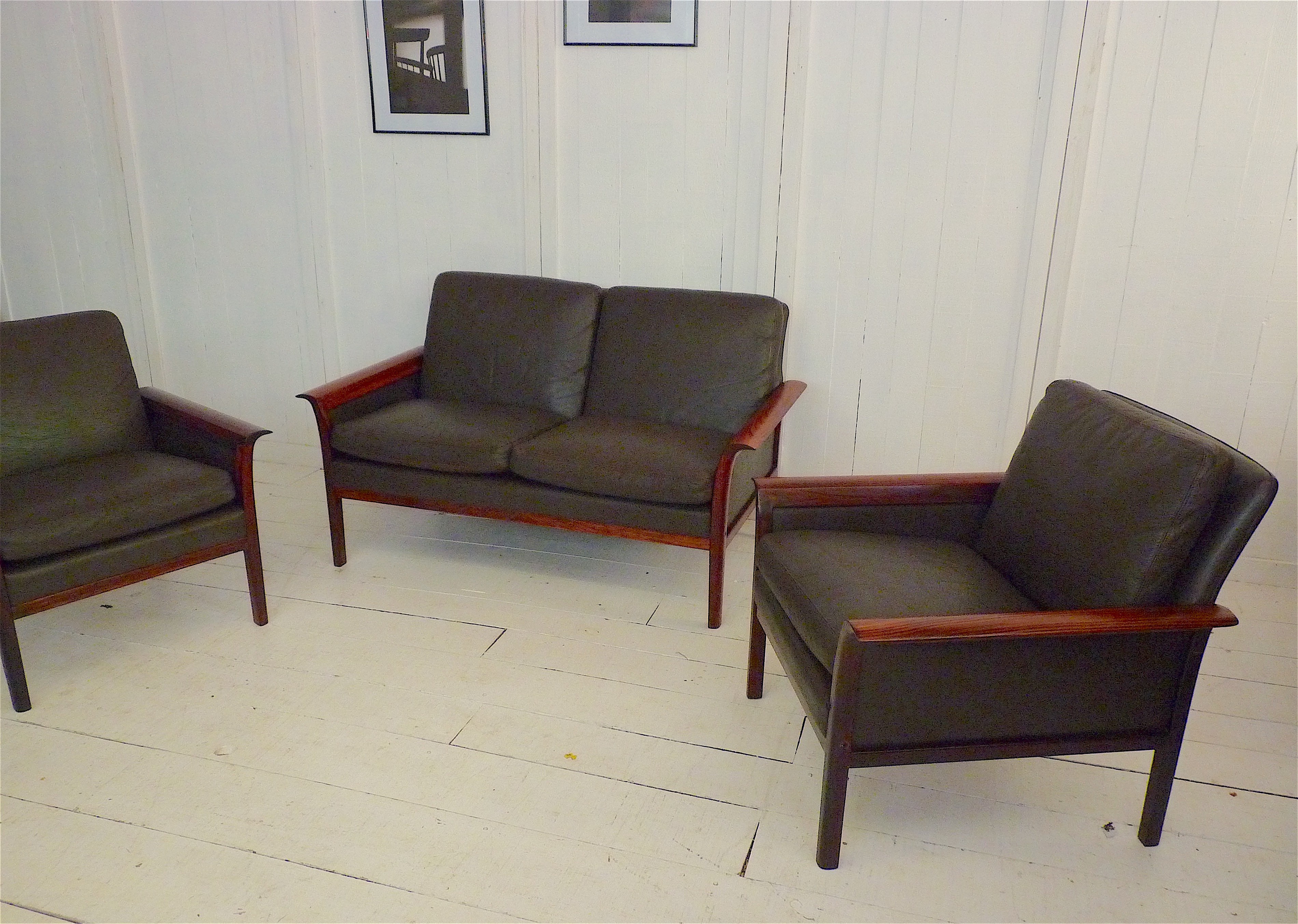 Vatne Mobler Living Room Set In Black Leather Knut SAETER 1960s