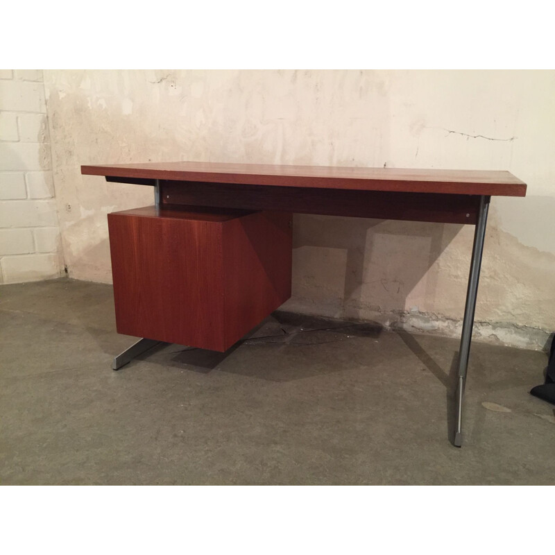 Vintage desk with chrome legs by Cees Braakman for Pastoe 1960s