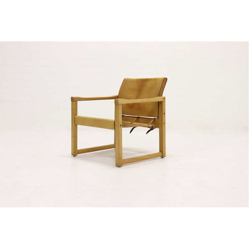 Pine and leather vintage Safari armchair by Karin Mobring for IKEA, 1970s