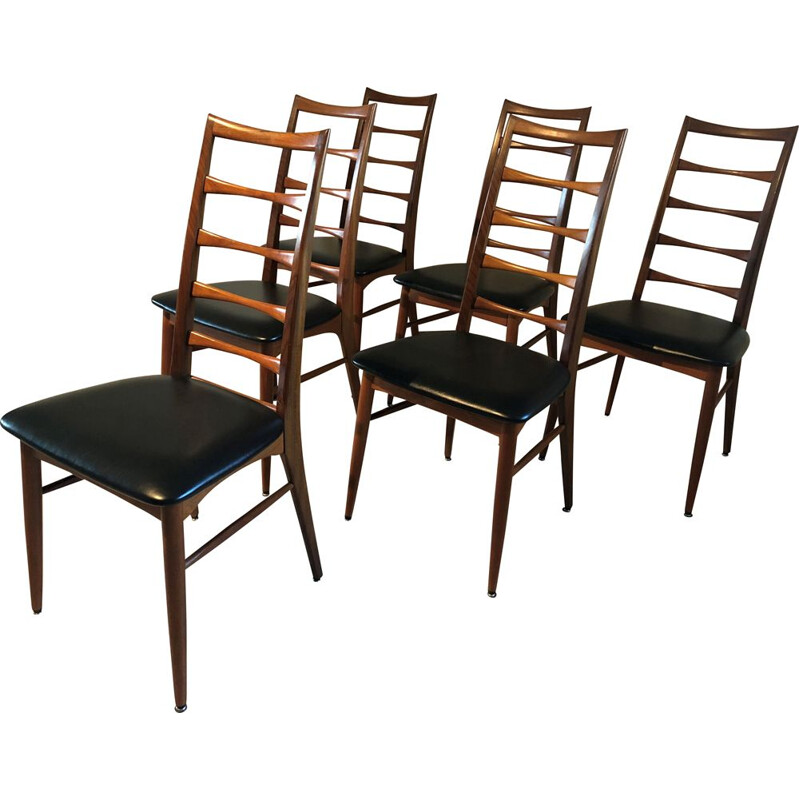 Set of 6 vintage teak chairs by Niels Koefoed