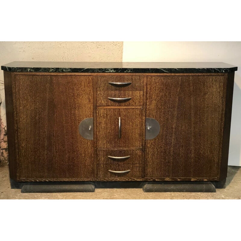  Vintage palm wood veneer sideboard in the style of Eugène PRINTZ, 1930-1940