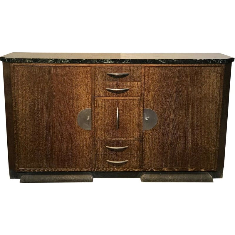  Vintage palm wood veneer sideboard in the style of Eugène PRINTZ, 1930-1940
