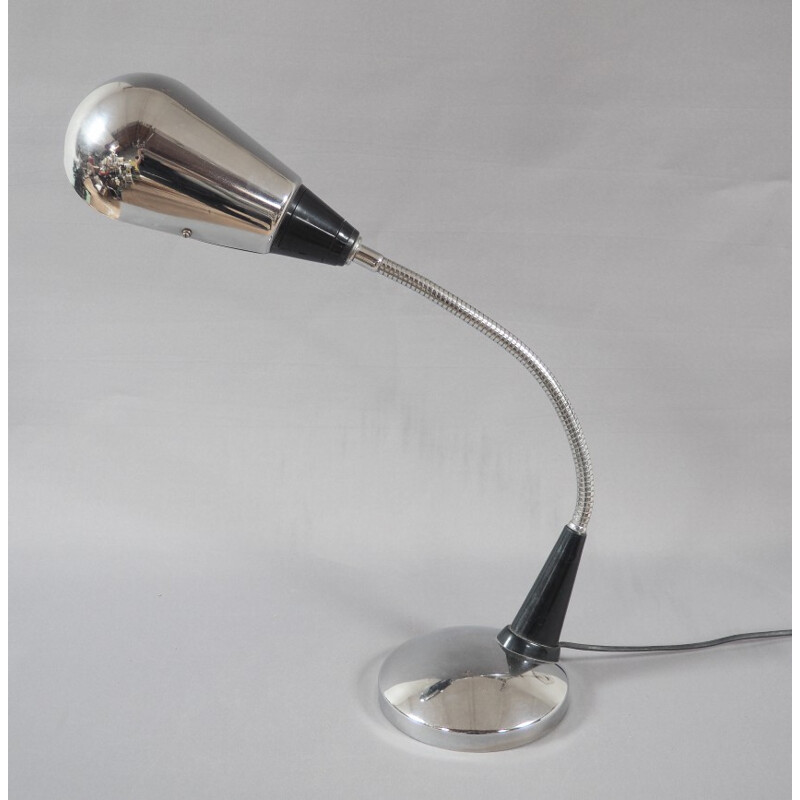 Large flexible desk lamp in chromed metal - 1960s