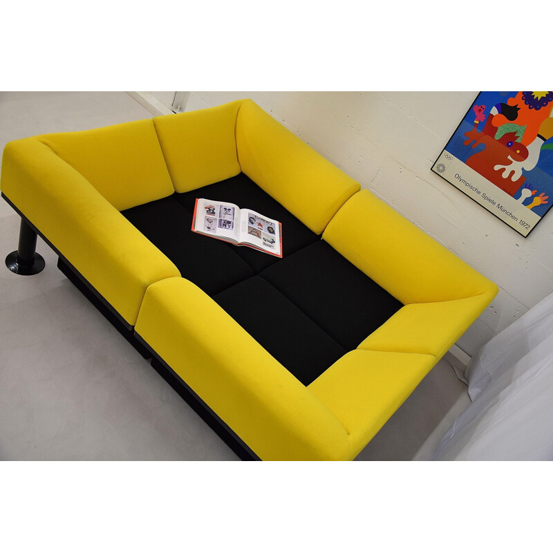 Vintage black and yellow Artifort sofa