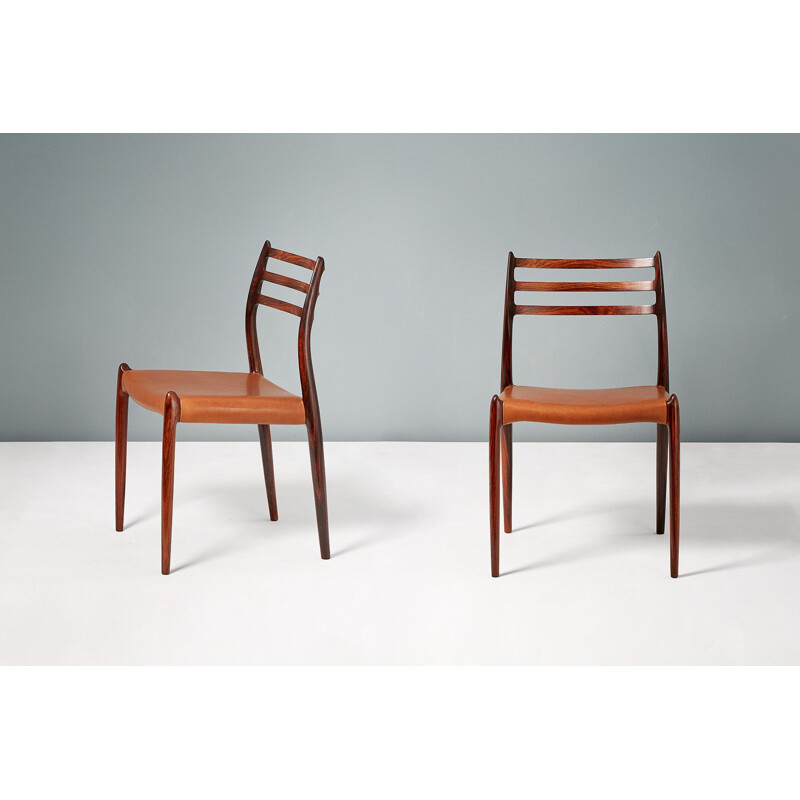 Set of 8 vintage model 78 rosewood dinning chairs by Niels Moller, 1962
