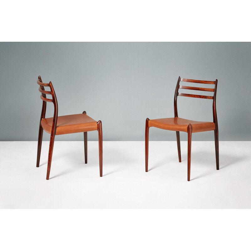 Set of 8 vintage model 78 rosewood dinning chairs by Niels Moller, 1962