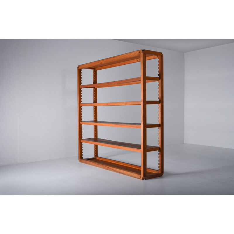 Vintage bookcase in solid elm by Pierre Chapo, France, 1970s