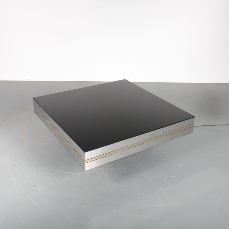 Vintage square uplighter coffee table in the style of Maria Sabot, Belgium, 1970