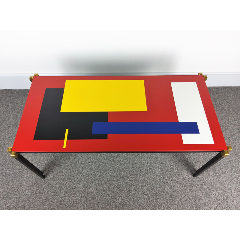 Vintage coffee table with geometrical decoration 1960