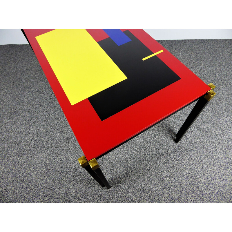 Vintage coffee table with geometrical decoration 1960