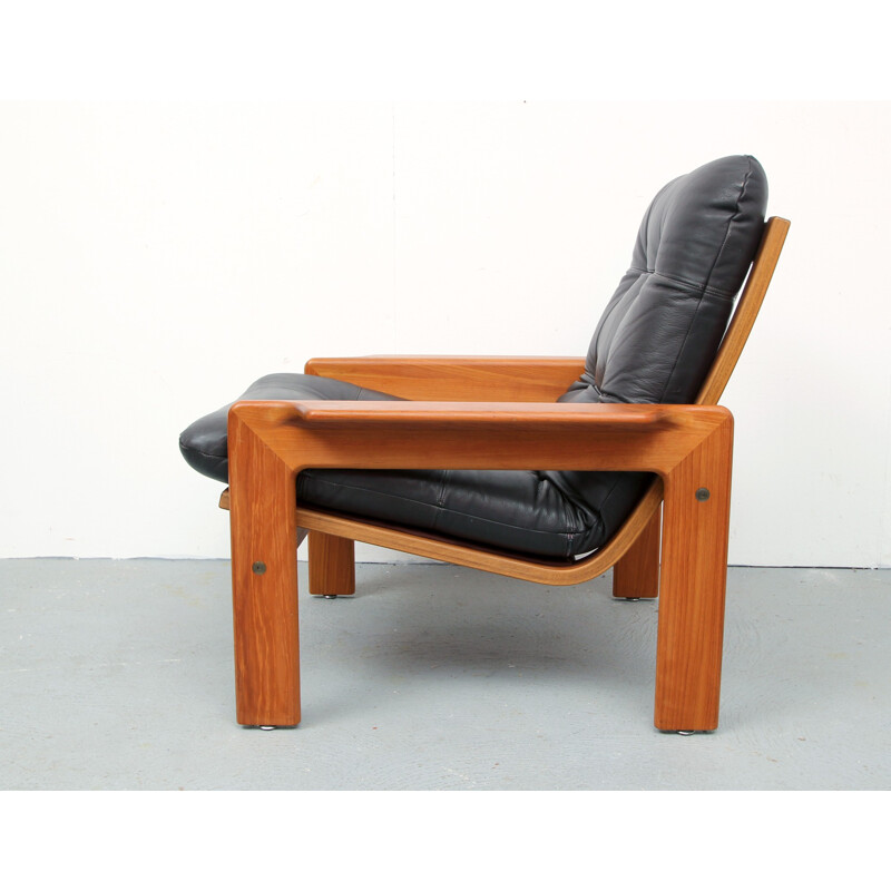 ECM Möbler armchair in dark brown leather and teak - 1970
