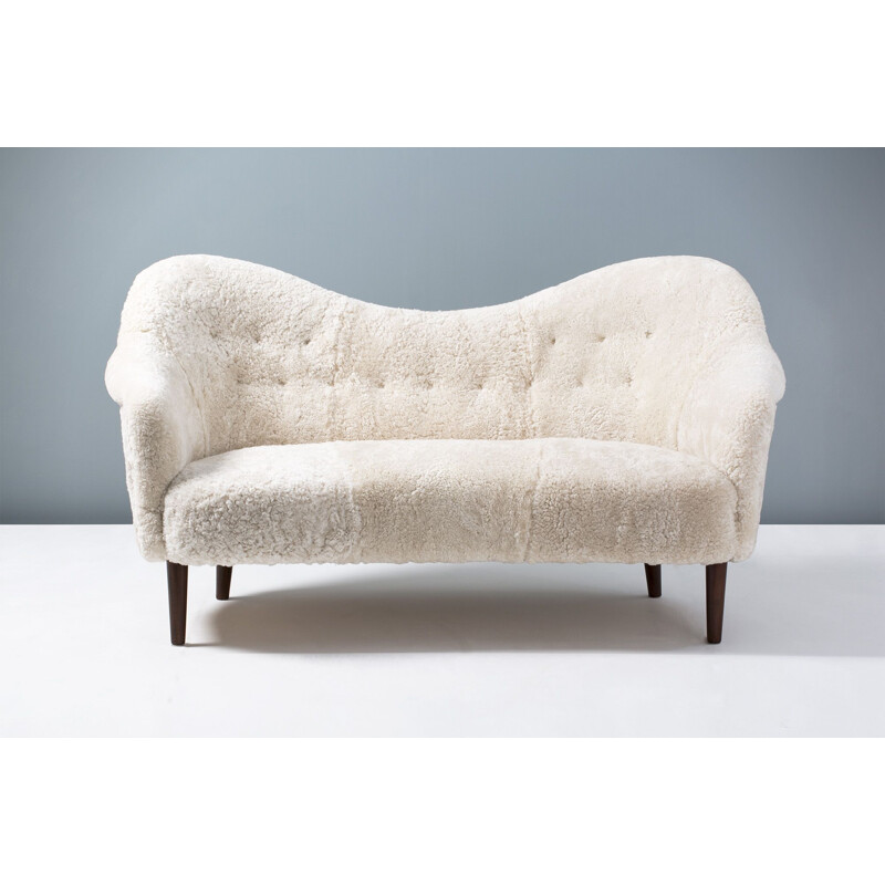 Vintage sheepskin Samspel sofa by Carl Malmsten, 1956