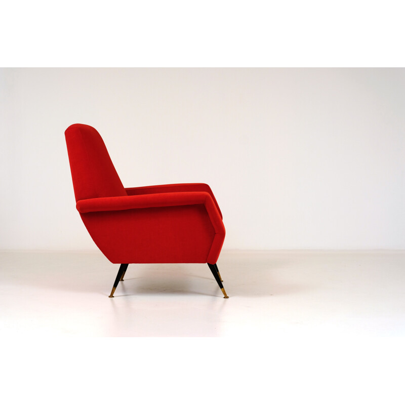 Velvet armchair 1950 by Gigi Radice Italy