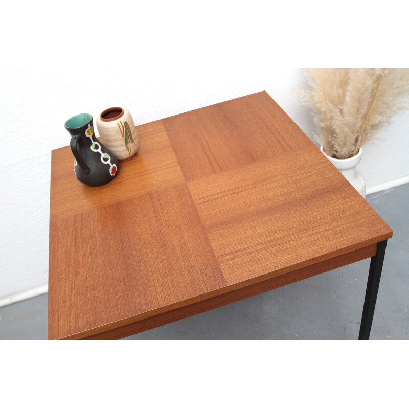 Square coffee table in teak and metal - 1960s