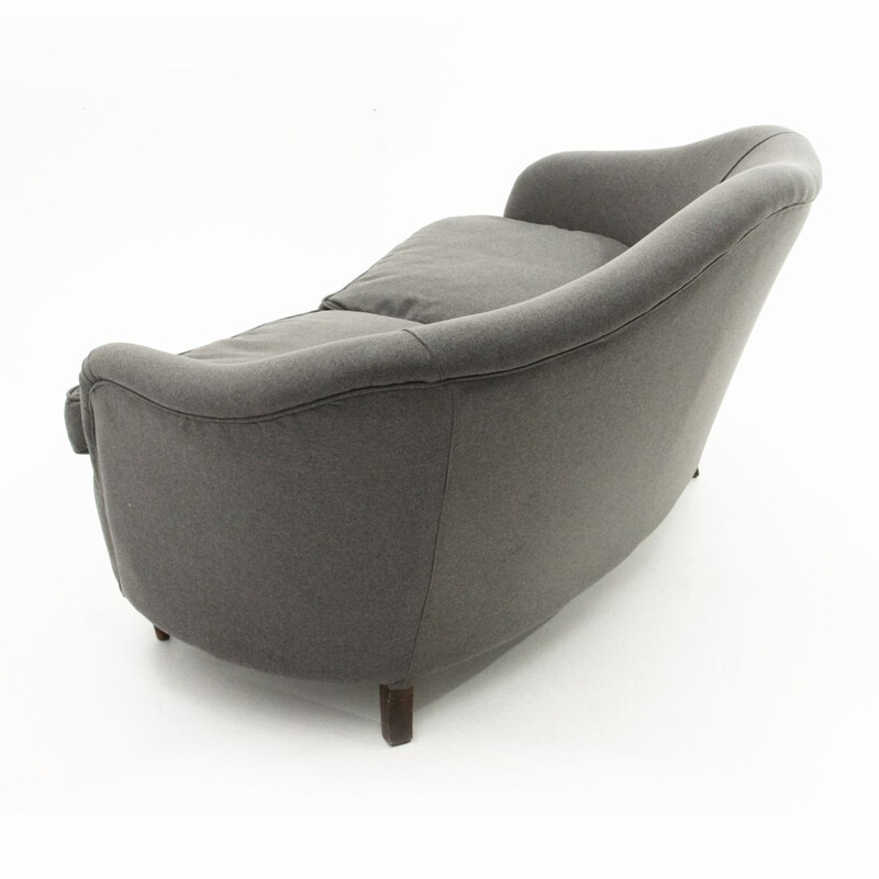 2-Seater Sofa mid century grey Curved, Italian 1950s