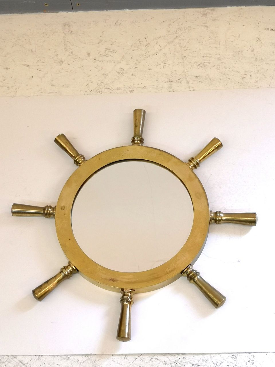 Nautical Ship S Wheel Mirror Of Brass, Ship Steering Wheel Mirror