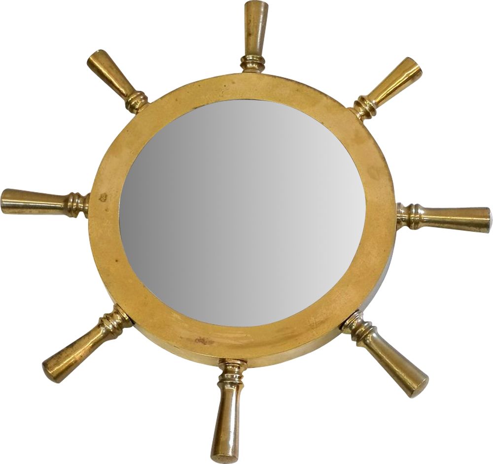 Nautical Ship S Wheel Mirror Of Brass, White Ship Wheel Mirror