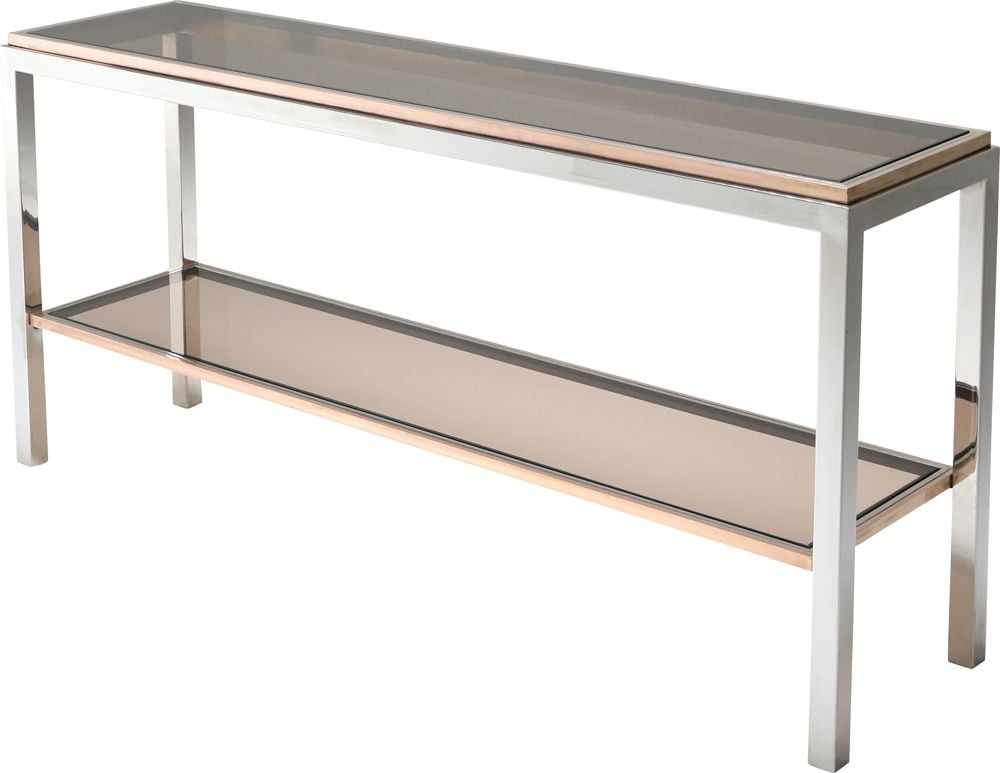 2 Tier Console Table Vintage In Chrome, Chrome And Glass Console Table Ireland