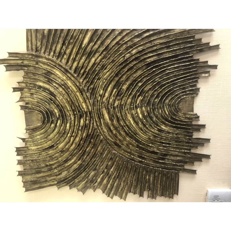 Vintage brass wall sculpture by Dénis 1970