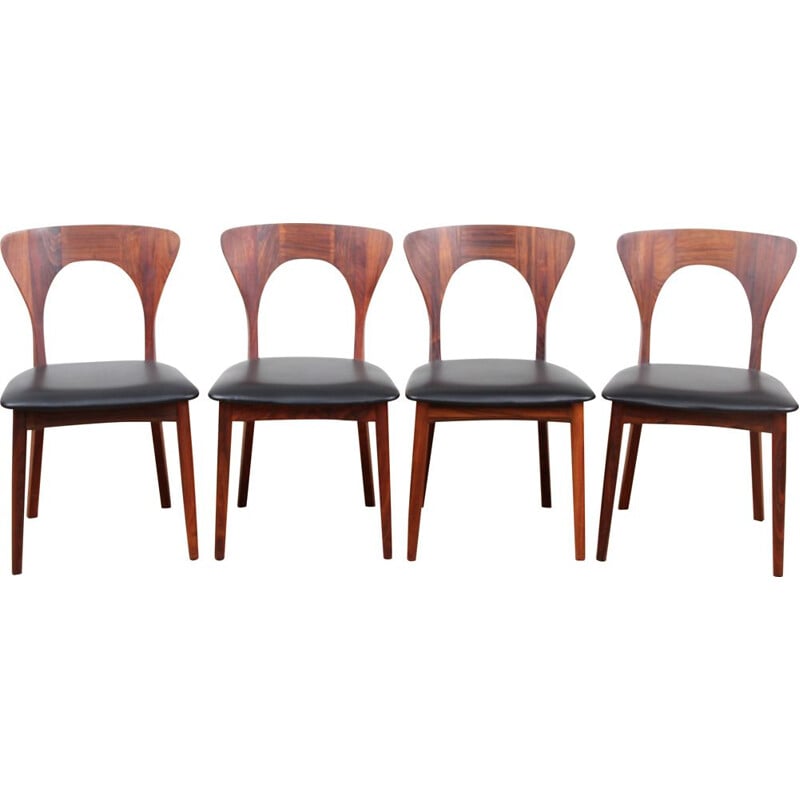 Suite of 4 vintage chairs in Rio rosewood, Model Peter scandinaves 1958