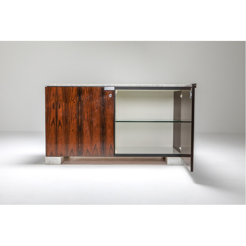 Vintage Carrara Marble and Rosewood Cabinet by De Coene - 1960s