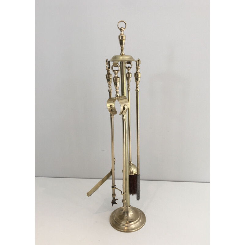  Vintage Neoclassical Brass Neoclassical Fire Set, 1970