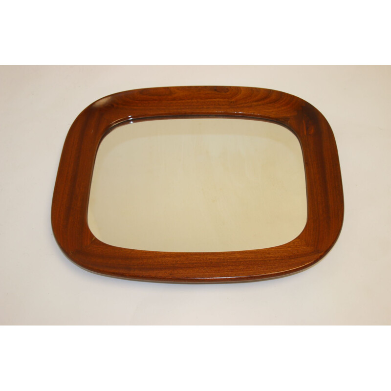 Vintage mirror with wide wooden edge