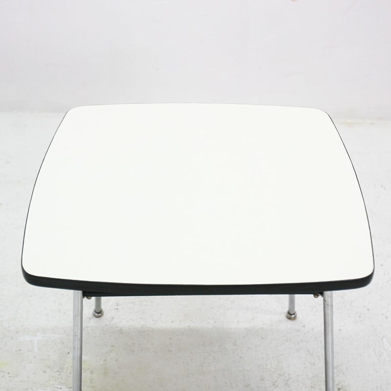 White square side table in formica and steel - 1950s