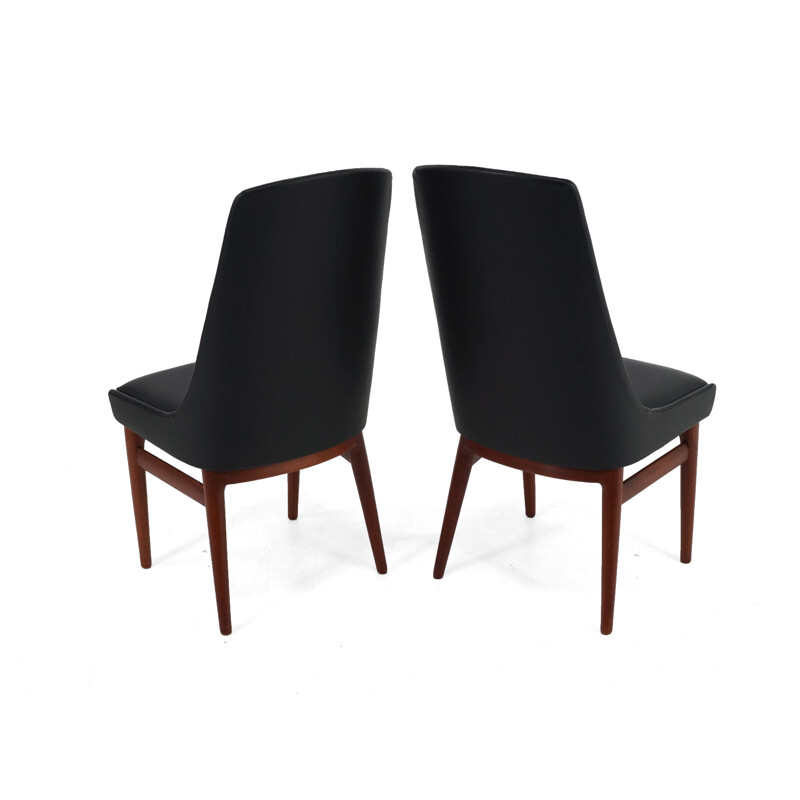 Pair of Danish highback chairs in black leatherette - 1960s