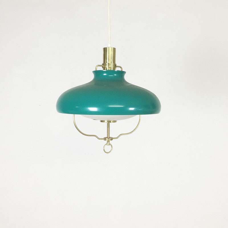 Danish Lyfa turquoise hanging light - 1960s