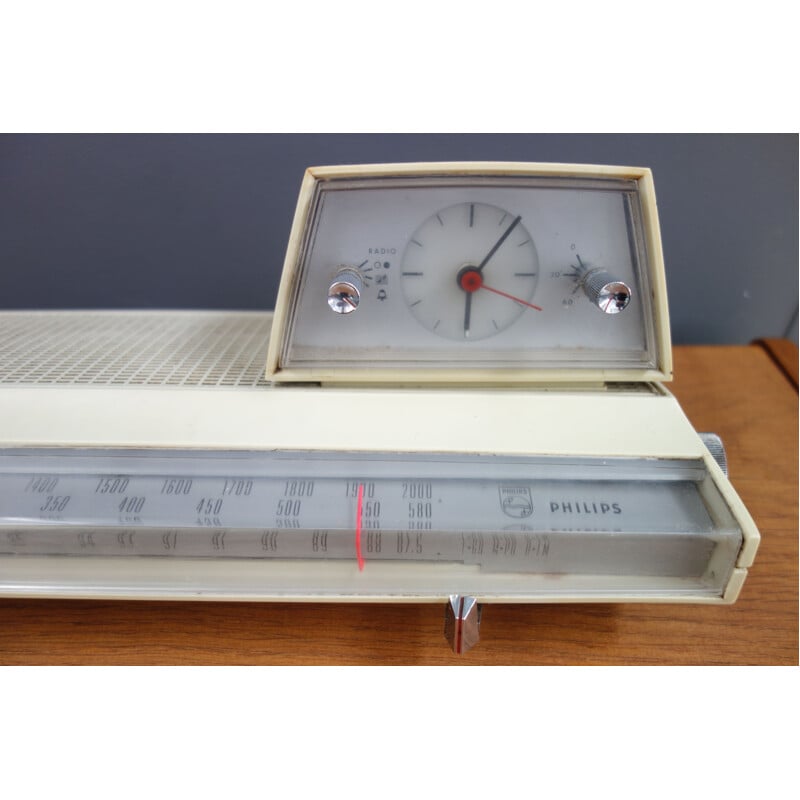 Vintage Alarm Clock Radio Philips White, Vintage Alarm Clock Radio