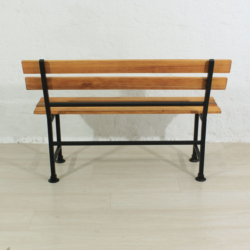 vintage bench alder wood, metal 1960s