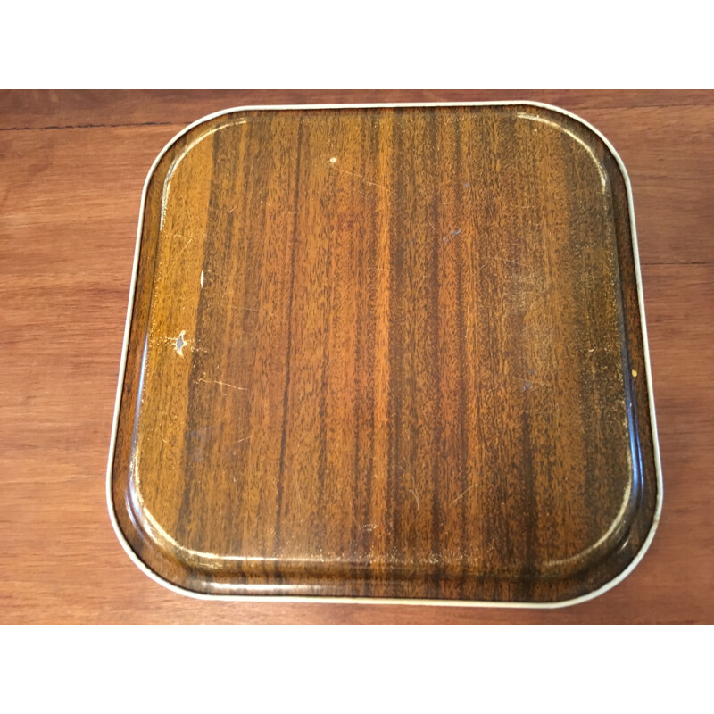 Vintage square steel tray by Piero Fornasetti Italian 1960