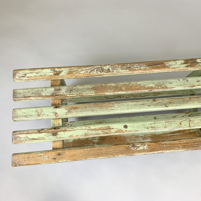 Vintage Industrial Wooden Bench, 1930s