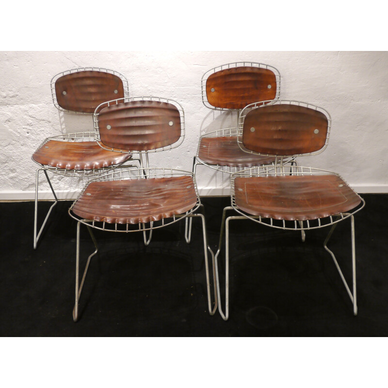 4 chairs "Beaubourg" Michel Cadestin - 70