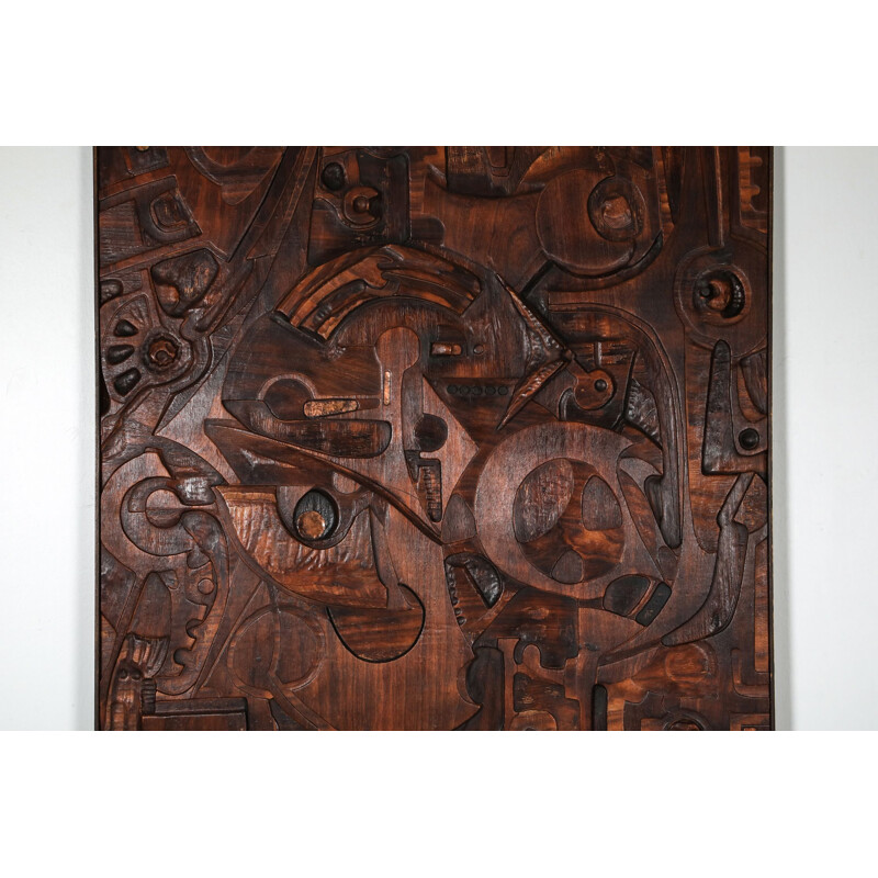 Vintage Carved Wall Panel by Studio Ponzio, Italy 1930s