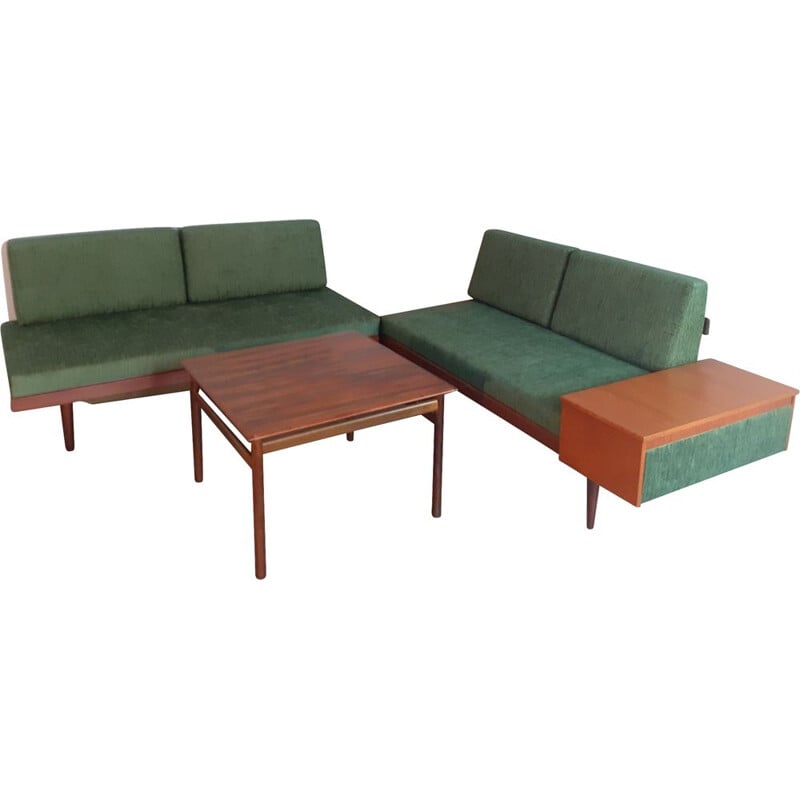 Pair of vintage Scandinavian sofas "Svanette Combina" and tables by Ekornes 1960