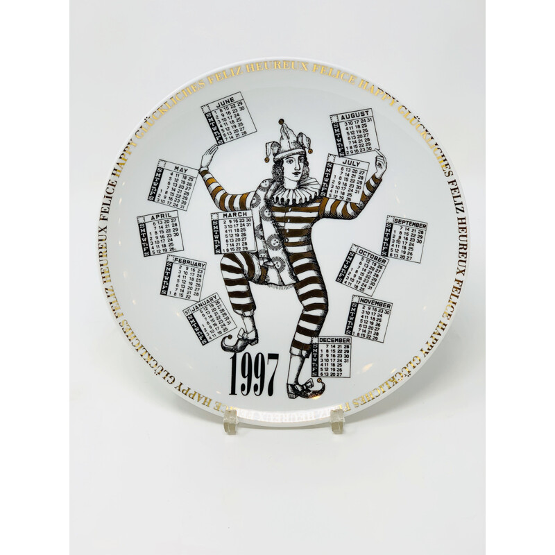 Vintage Piero Fornasetti Calendar Porcelain Plate for the Year 1997s