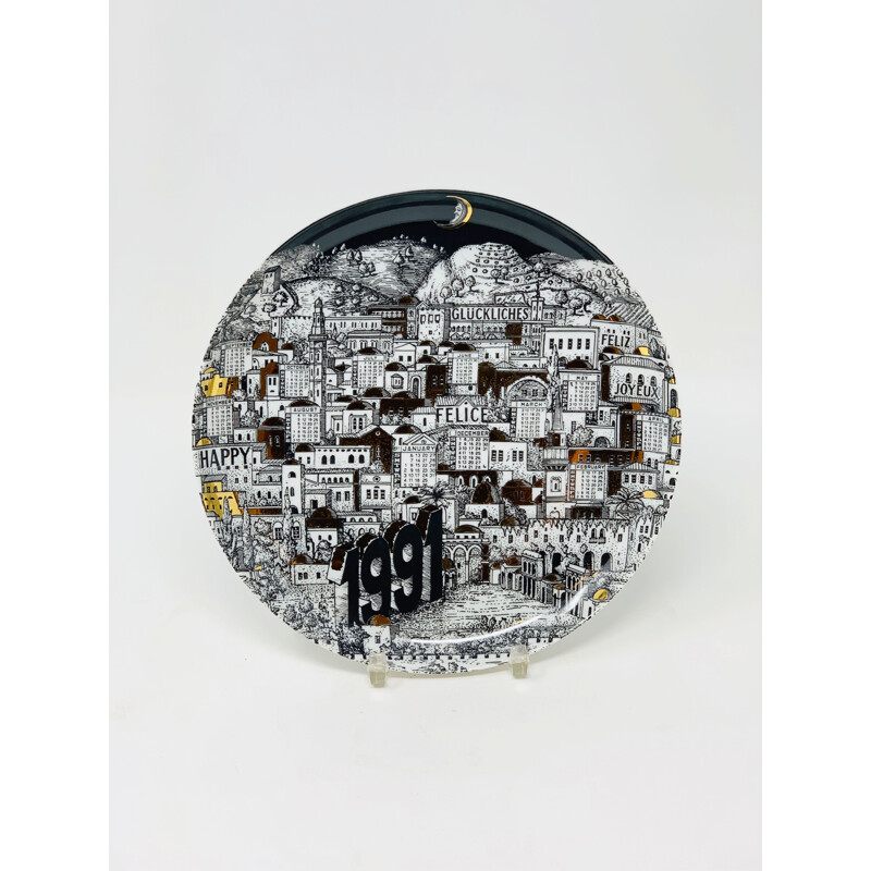Vintage Piero Fornasetti Calendar Porcelain Plate for the Year 1991s