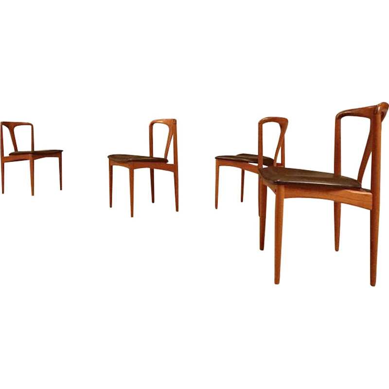 Set of 4 Uldum Møbelfabrik "Juliane" dining chairs in solid teak, Johannes ANDERSEN - 1960s