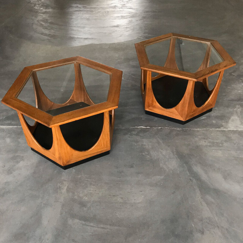 Pair of vintage hexagonal coffee tables by Victor Wilkens for G-plan