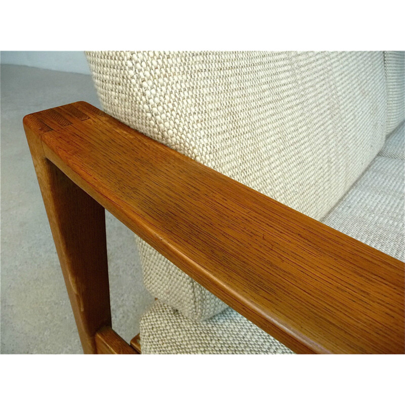 Midcentury 3-Seater sofa in oakwood and wool - 1960s