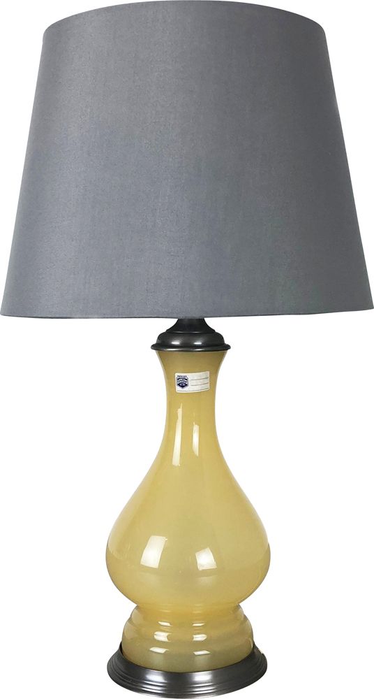 Vintage New Old Stock Opaline Murano, Small Mustard Yellow Table Lamp