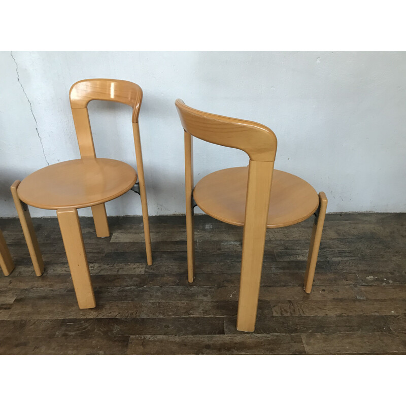 Lot of 4 vintage chairs model 3300 by Bruno Rey for Kusch & Co 1970