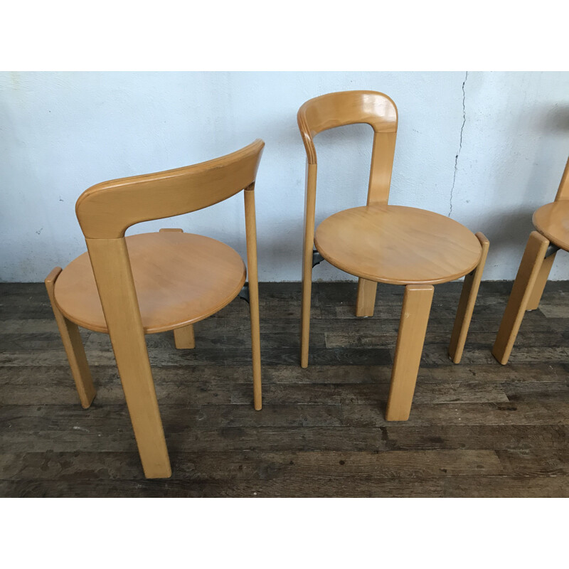 Lot of 4 vintage chairs model 3300 by Bruno Rey for Kusch & Co 1970