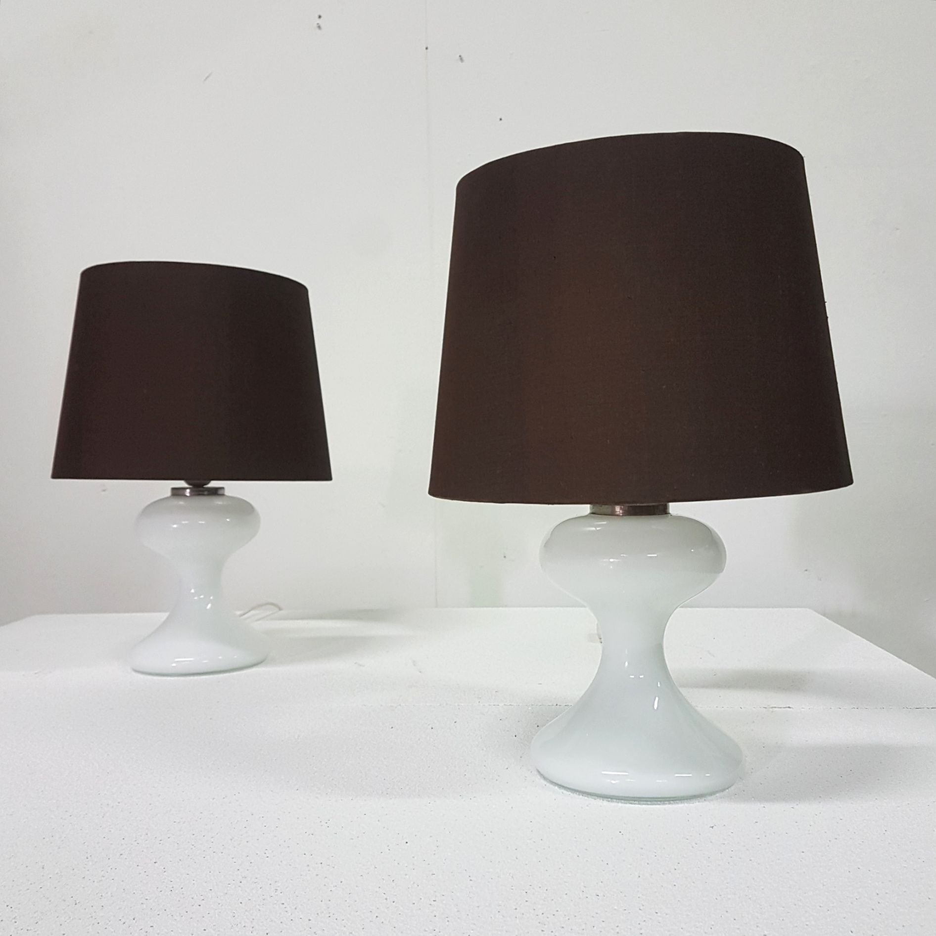 Pair Of Vintage Ml1 Glass Table Lamps, Set Of Two Glass Table Lamps