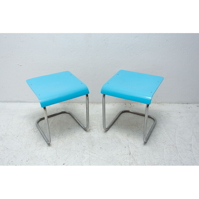 Pair of vintage cantilever stools H-22 by Mart Stam for Slezák company, 1930s