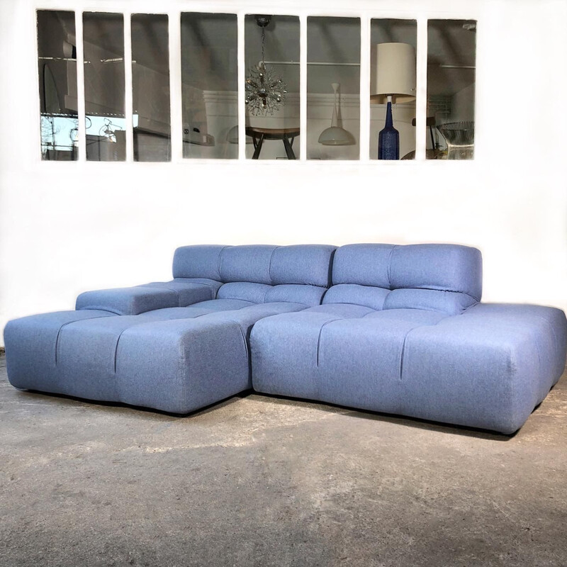 Vintage sofa 'Tufty Time' for B&B blue wool & cashmere fabric Italia 2017