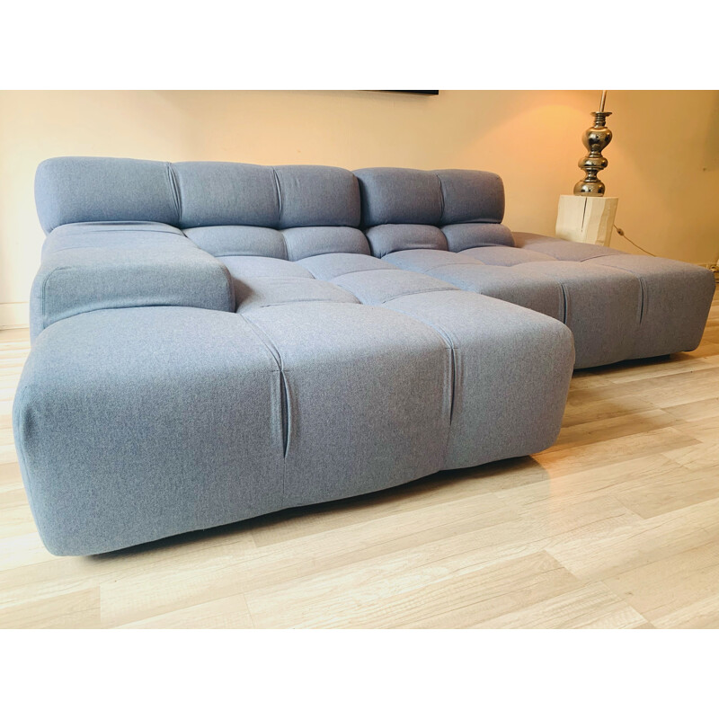 Vintage sofa 'Tufty Time' for B&B blue wool & cashmere fabric Italia 2017