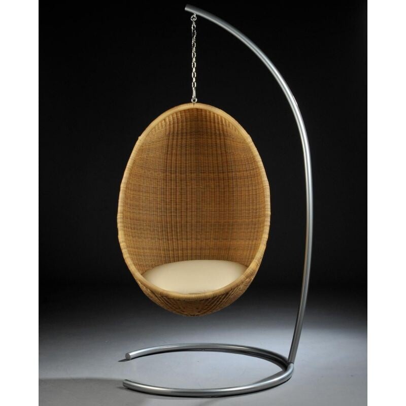Vintage rattan hanging egg armchair by Nanna Ditzel 1950s